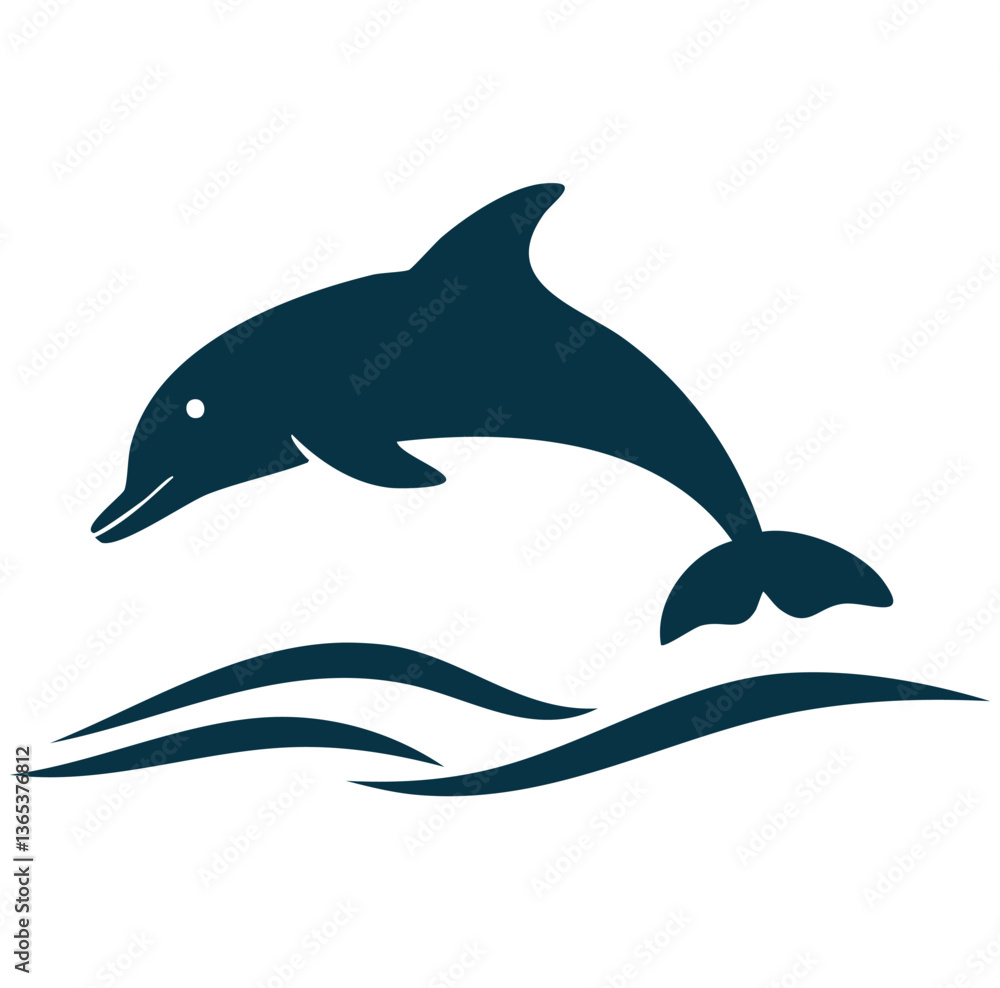 Obraz premium Vector Playful Dolphin Logo Featuring a Streamlined Shape and Water Splash Effect on a White Background