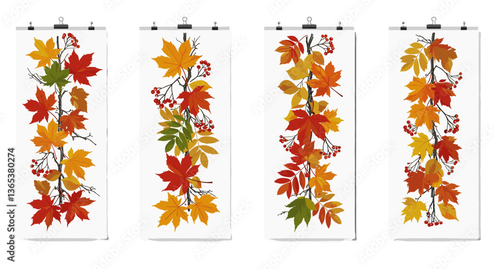 Obraz premium Autumnal Leaves and Berries in Vibrant Hues