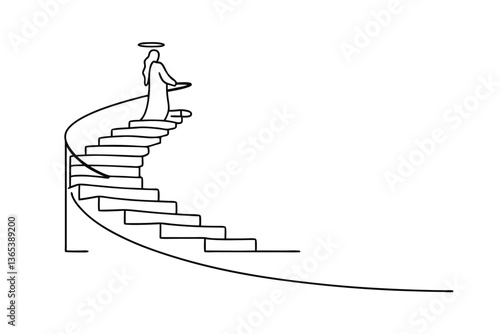 Angelic Ascent Spiraling Staircase to Heaven, Divine Journey, Spiritual Path