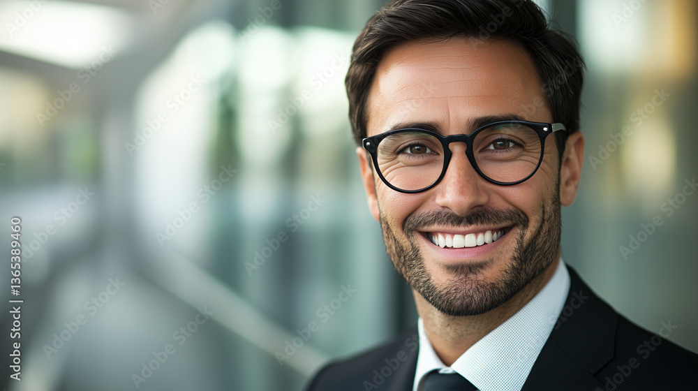 Professional Businessman with Transparent Glasses in Modern Office Professional Businessman with Transparent Glasses in Modern Office