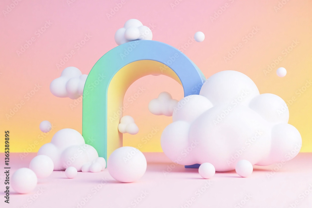 room with a rainbow and clouds on the wall room with a rainbow and clouds on the wall