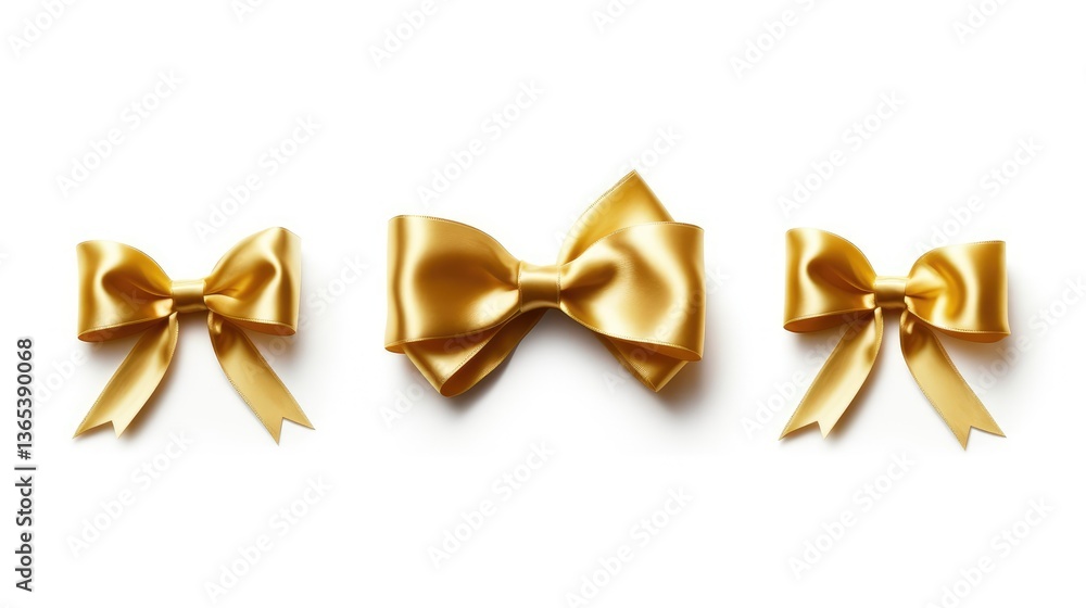 beautiful and stylish golden ribbon bow isolated on white background beautiful and stylish golden ribbon bow isolated on white background