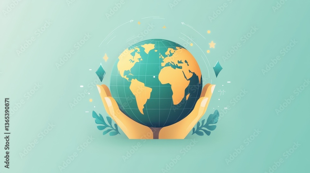 A stylized illustration of hands cradling a globe, symbolizing care for the planet, with a soft green background and decorative elements. A stylized illustration of hands cradling a globe, symbolizing care for the planet, with a soft green background and decorative elements.