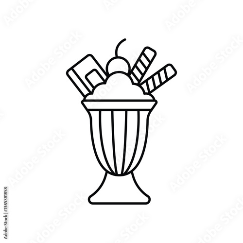Ice cream sundae in a glass icon design on a white background