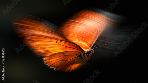 Obraz na płótnie Beautiful painted butterfly on a dark background. w salonie