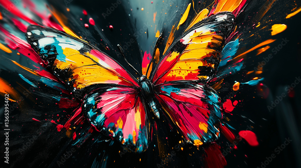 Beautiful painted butterfly on a dark background.