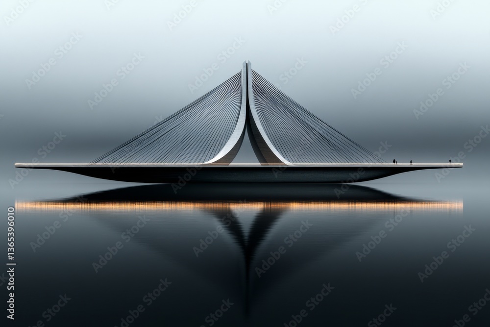 Fototapeta premium A minimalist outline of the Brooklyn Bridge, showcasing its elegant suspension cables