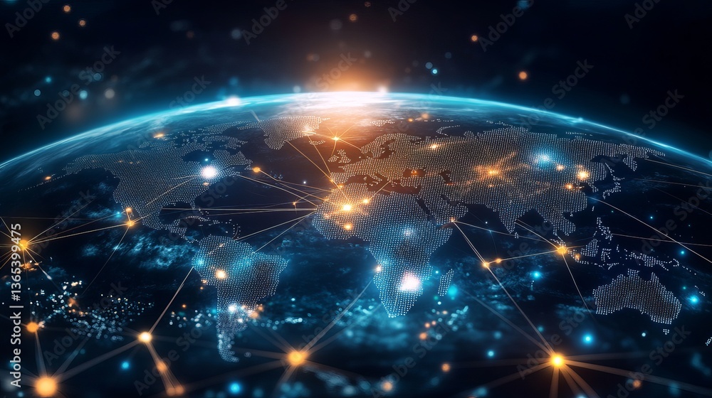 Obraz premium Global network connection. World map point and line composition concept of global business. Vector Illustration