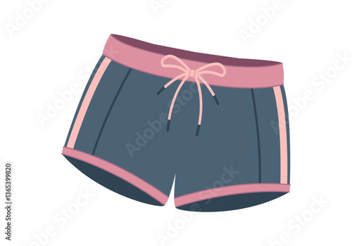 Fitness wear. Women's shorts leggings isolated on white background. Simple flat illustration