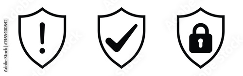 Outline shields icon set vector