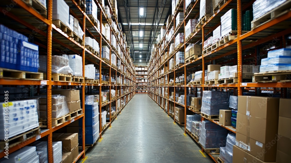 Warehouse Aisle: Pallet Racking with Inventory Warehouse Aisle: Pallet Racking with Inventory
