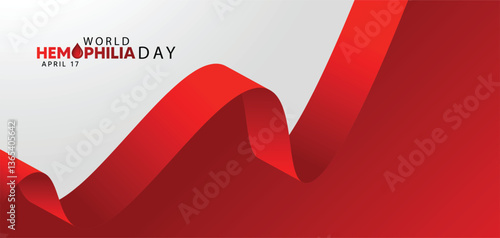 World Hemophilia Day April 17 red ribbon vector poster