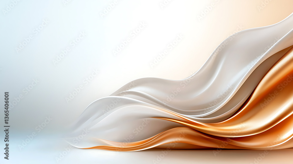 Obraz premium Elegant metallic swirl abstract design digital art modern aesthetic soft color palette fluid dynamics contemporary concept