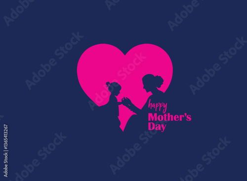 Happy mother's day concept vector illustration. Mother holding a children in her hands.