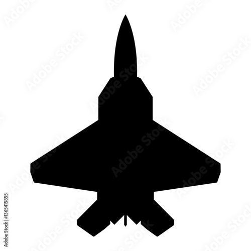 silhouette illustration of a modern fighter jet flying icon symbol