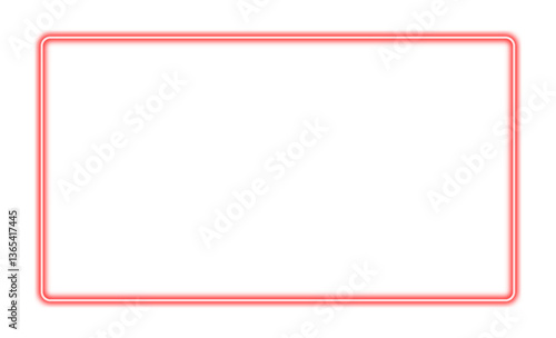 Glowing neon rectangular frame in red color
