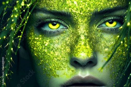 Strange vision. Metaphorical hallucinogenic cacti physical senses, of a mental illusion. Hallucination - due to hallucinogenic cacti: abstract image of physical state. Unknown mental disorder.
