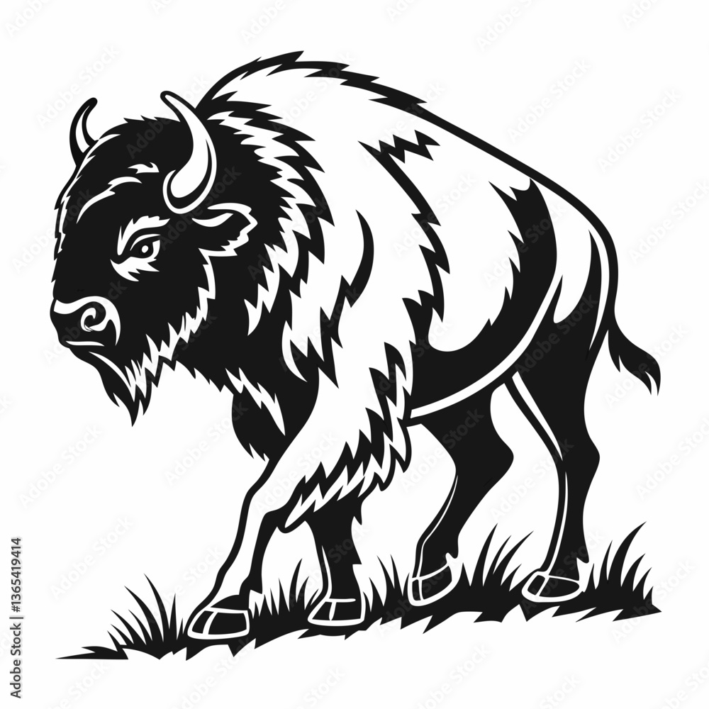 Obraz premium bison black sihouette vrctor
