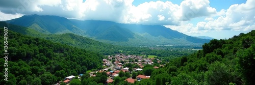 Scenic view of Sierra Maestra mountains looming over the picturesque village of El Mulato in Cuba,  village,  outdoors