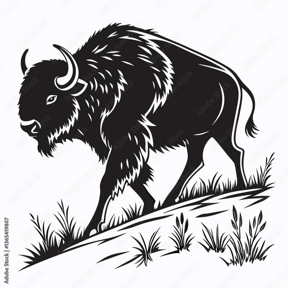 Fototapeta premium bison black sihouette vrctor