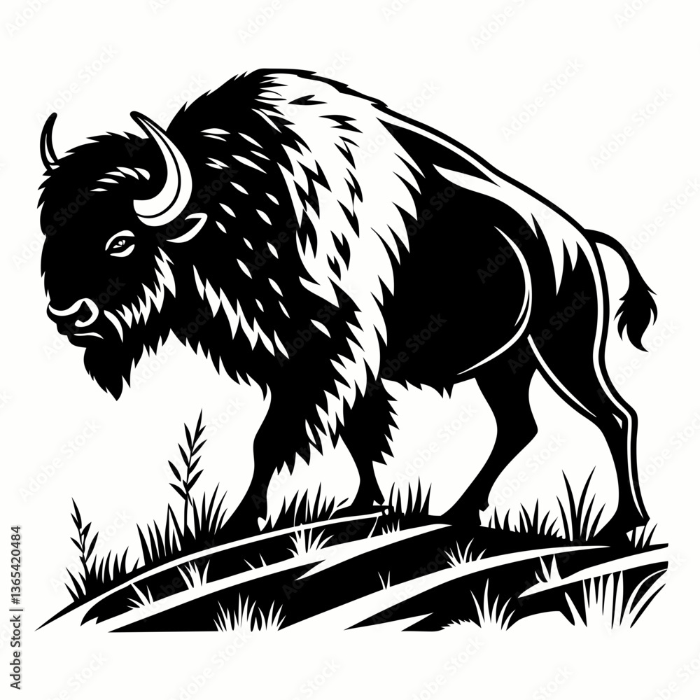 Fototapeta premium bison black sihouette vrctor