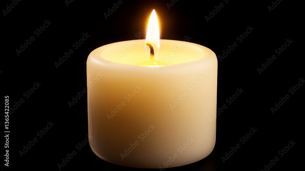 Glowing Ivory Candle Flame on Black Background Glowing Ivory Candle Flame on Black Background