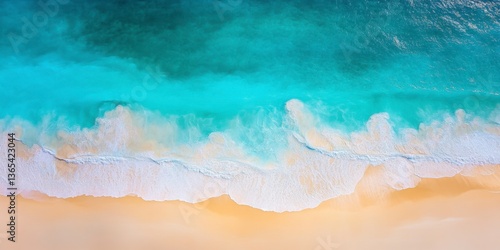 Waves crashing on serene beach coastal paradise aerial view tropical environment tranquil concept for relaxation and escape