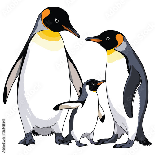 Penguin family vector
