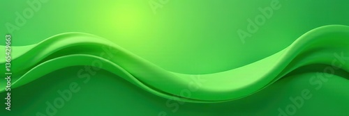 Smooth green wavy lines with a gentle glow,  modern,  pattern