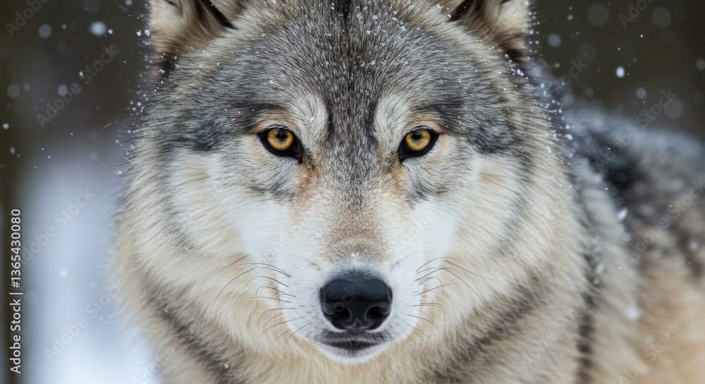 Gray wolf in the snow during winter Gray wolf in the snow during winter