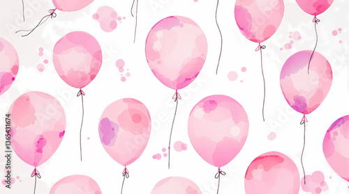 Watercolor balloons on a white background. Seamless pattern	