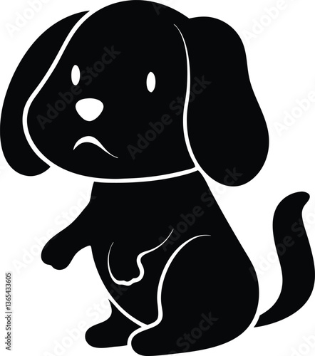 Wallpaper Mural A black and white vector illustration of a dog sitting on its hind legs, facing left Torontodigital.ca