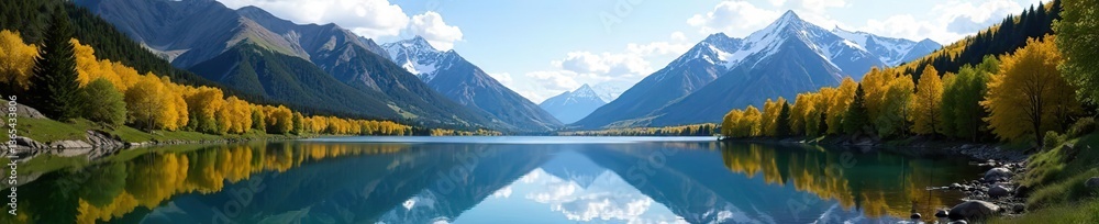 Naklejka premium Scenic landscape of mountains and lake in Aspen, Colorado, USA, Colorado, outdoors