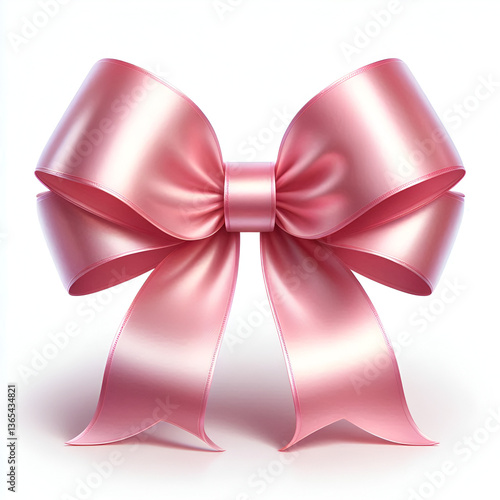 Pink satin ribbon bow isolated on white background.