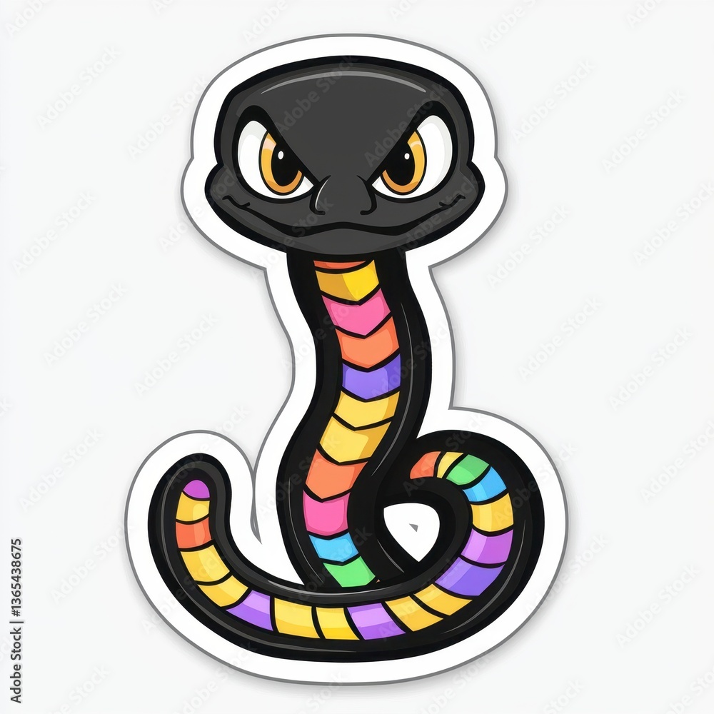 Fototapeta premium Cute Cartoon Rainbow Snake Sticker Design
