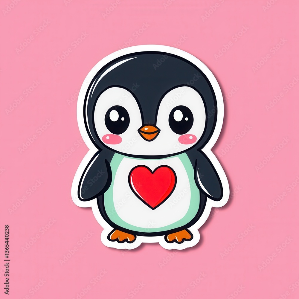 Adorable Cartoon Penguin with Heart - Valentine's Day Clipart Adorable Cartoon Penguin with Heart - Valentine's Day Clipart
