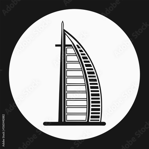 Burj Al Arab Silhouette Icon Black Vector Design