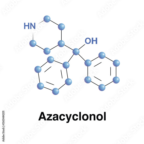 Azacyclonol Is An Ataractive Drug. Vector Illustration Of An Agent For Hallucinations In Psychotic Individuals