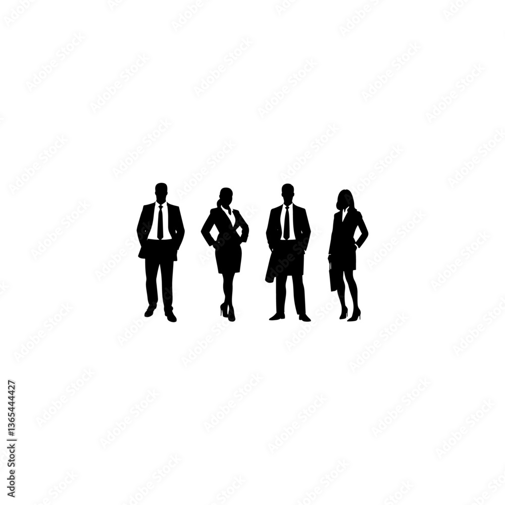 custom made wallpaper toronto digitalVector silhouettes of men and a women, a group of standing business people, black color isolated on white background