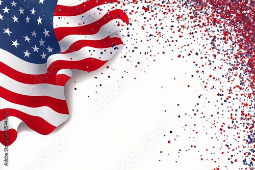 Festive Display With American Flags and Confetti for Celebrations and Nationa...