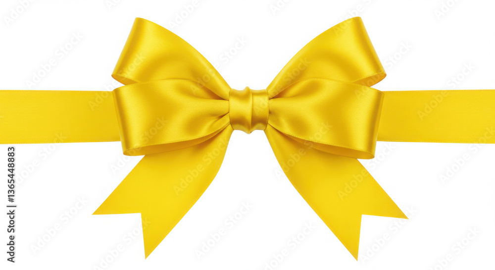 Elegant Yellow Satin Gift Bow with Ribbon on White Background – Decorative Present Wrapping Elegant Yellow Satin Gift Bow with Ribbon on White Background – Decorative Present Wrapping