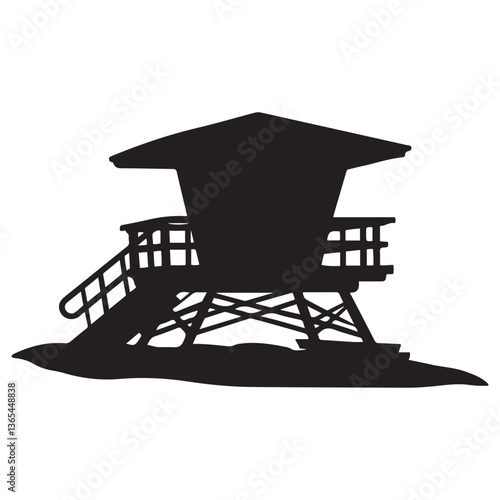 Lifeguard tower Silhouette vector Black, Safeguard tower black on a white background.