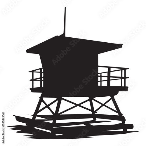 Lifeguard tower Silhouette vector Black, Safeguard tower black on a white background.