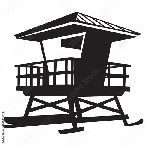 Lifeguard tower Silhouette vector Black, Safeguard tower black on a white background.