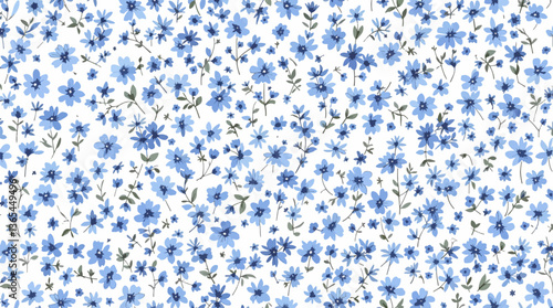 Watercolor Blue flower background, Seamless pattern with watercolor Blue flowers