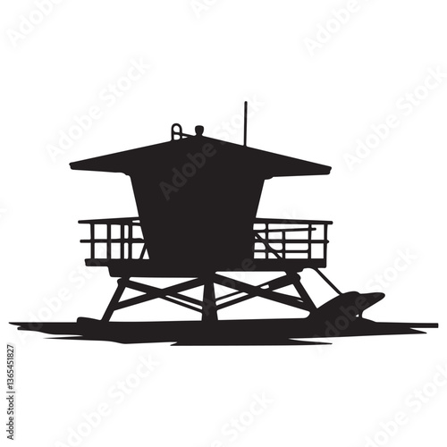 Lifeguard tower Silhouette vector Black, Safeguard tower black on a white background.