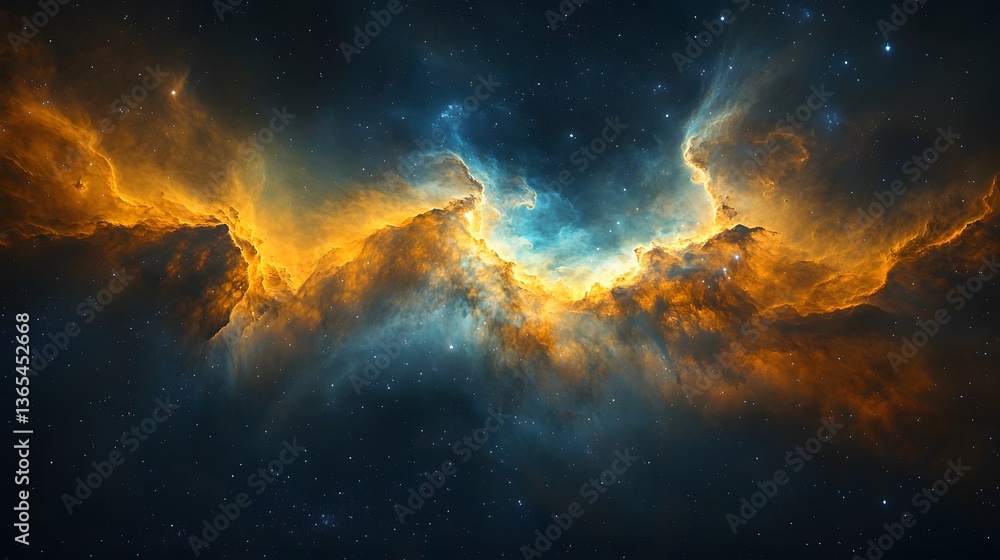 Fototapeta premium Enigmatic nebula illuminated in the sky representing the cosmic wonders and mysteries of time and space