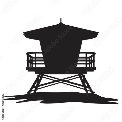 Lifeguard tower Silhouette vector Black, Safeguard tower black on a white background.