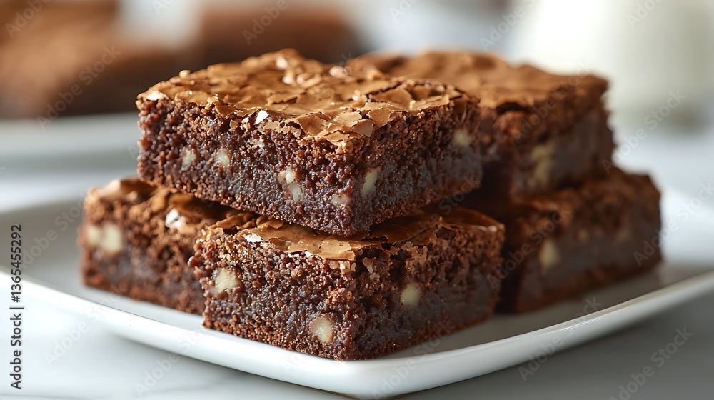 Delicious Chocolate Brownies with Raspberry Flavors on White Plate Delicious Chocolate Brownies with Raspberry Flavors on White Plate