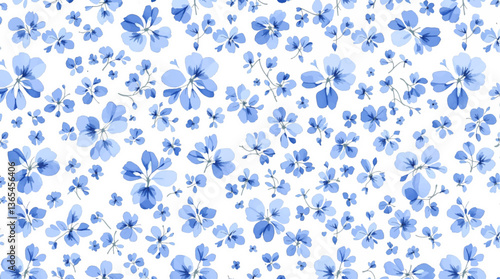 Watercolor Blue flower background, Beautiful seamless pattern with watercolor gentle blue flowers
